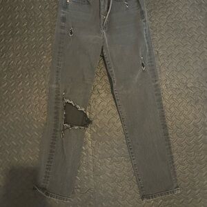 Express Distressed Black Women's Cropped Jeans